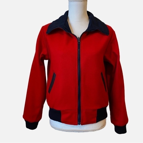 Vintage Green Mountain Woolen Reversible Bomber Varsity Style Jacket Medium - Picture 13 of 13